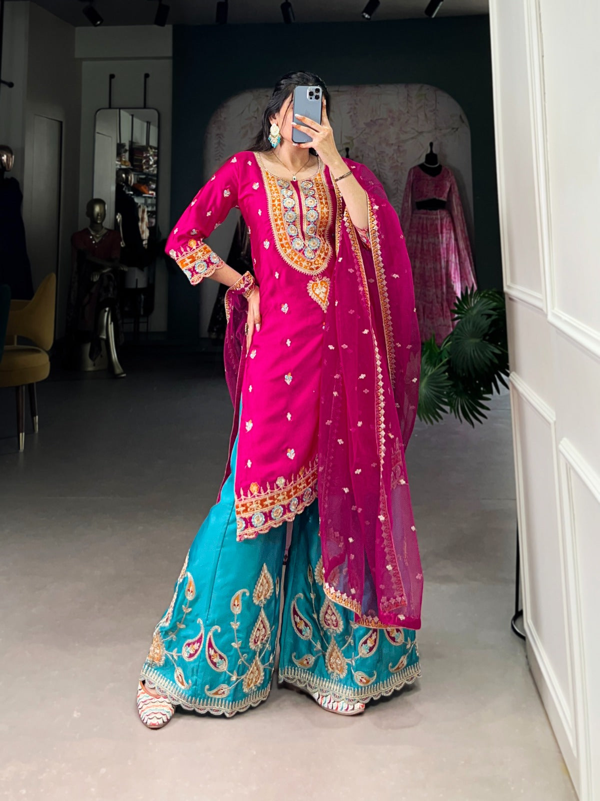 Royal Vibes, Desi Elegance: Moonga Silk Collection with Sequins & Embroidery (BWNA03)