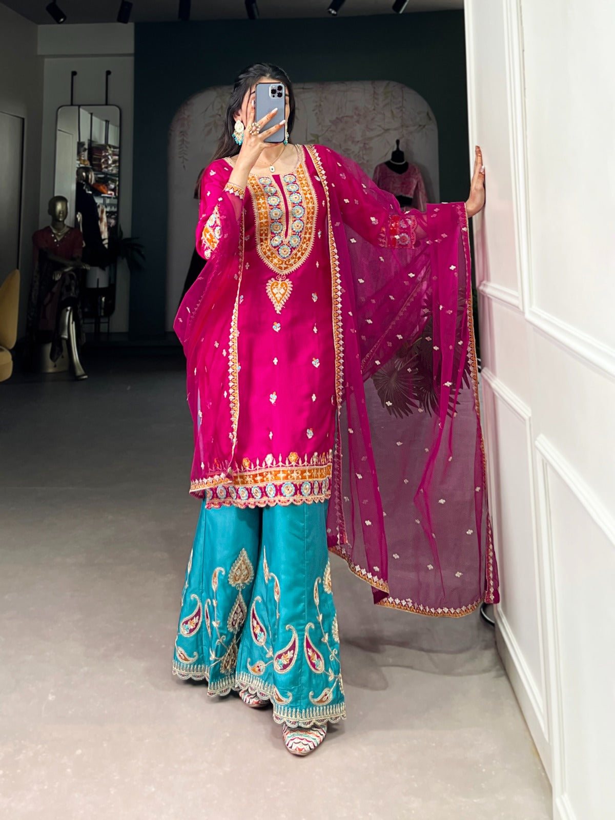 Royal Vibes, Desi Elegance: Moonga Silk Collection with Sequins & Embroidery (BWNA03)