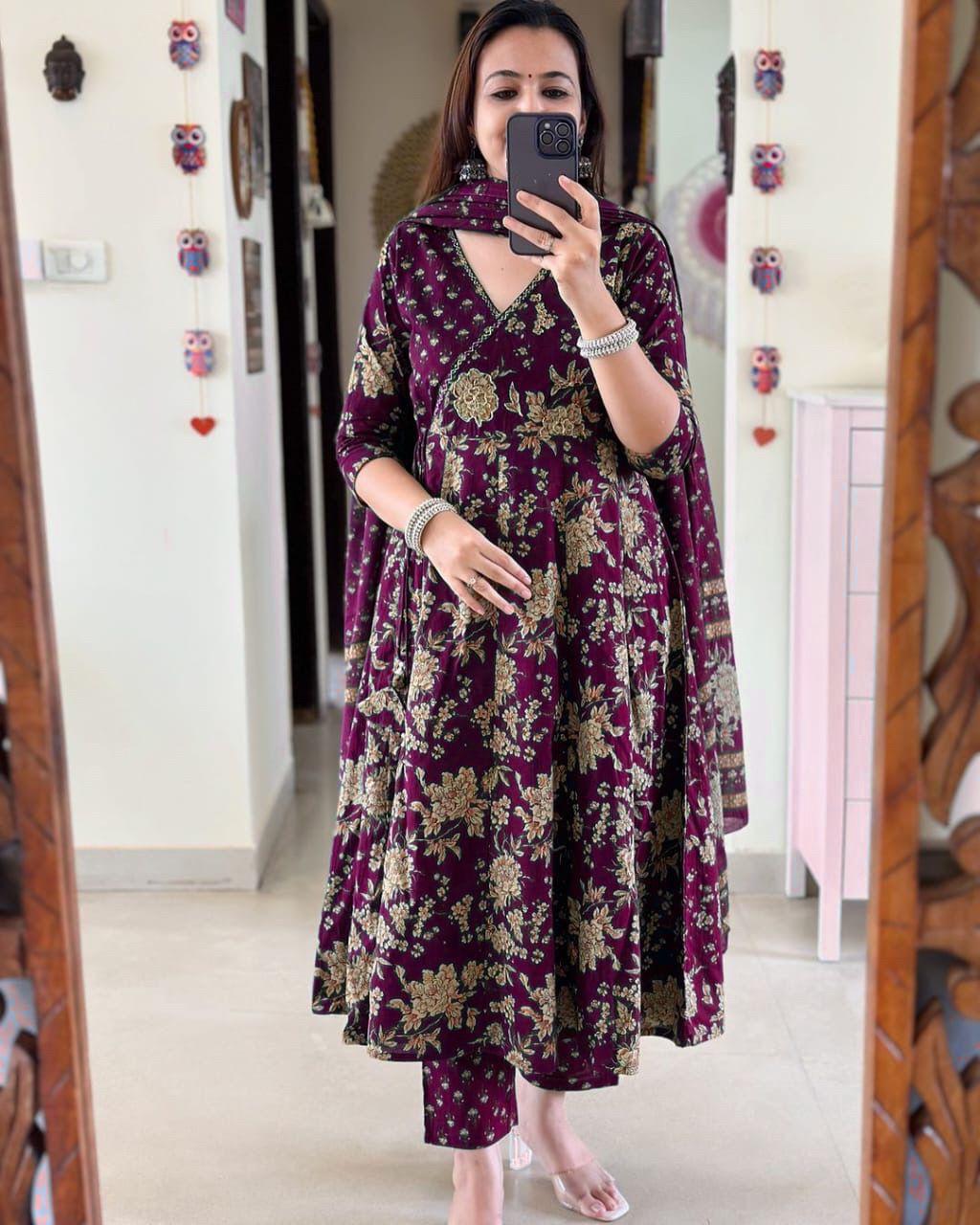 Elegant Cotton Anarkali Set with Cotton Dupatta (BWMU06)
