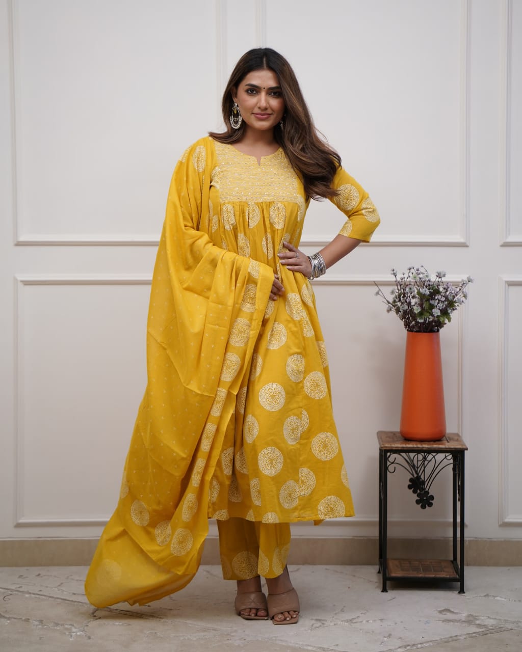 Exclusive Stitched Cotton Anarkali Suit Set with Matching Cotton Dupatta (BWMU29)