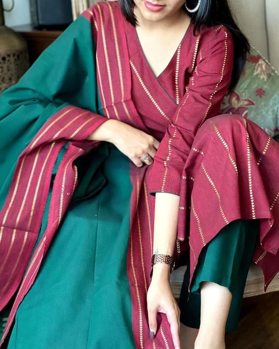 Elegant South Cotton Kurta Set with Self Zari Weaving (BWMU61)