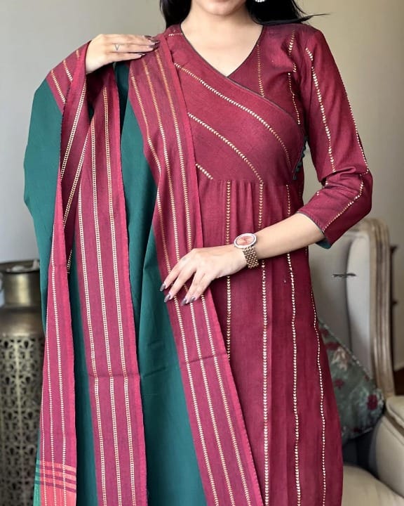Elegant South Cotton Kurta Set with Self Zari Weaving (BWMU61)