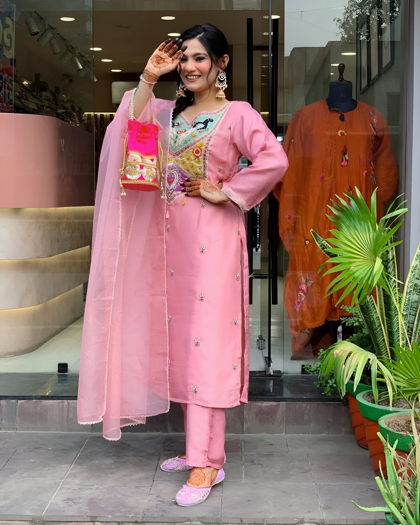 Premium Chanderi Embroidered Kurta Set with Dupatta (BWCHACH02)