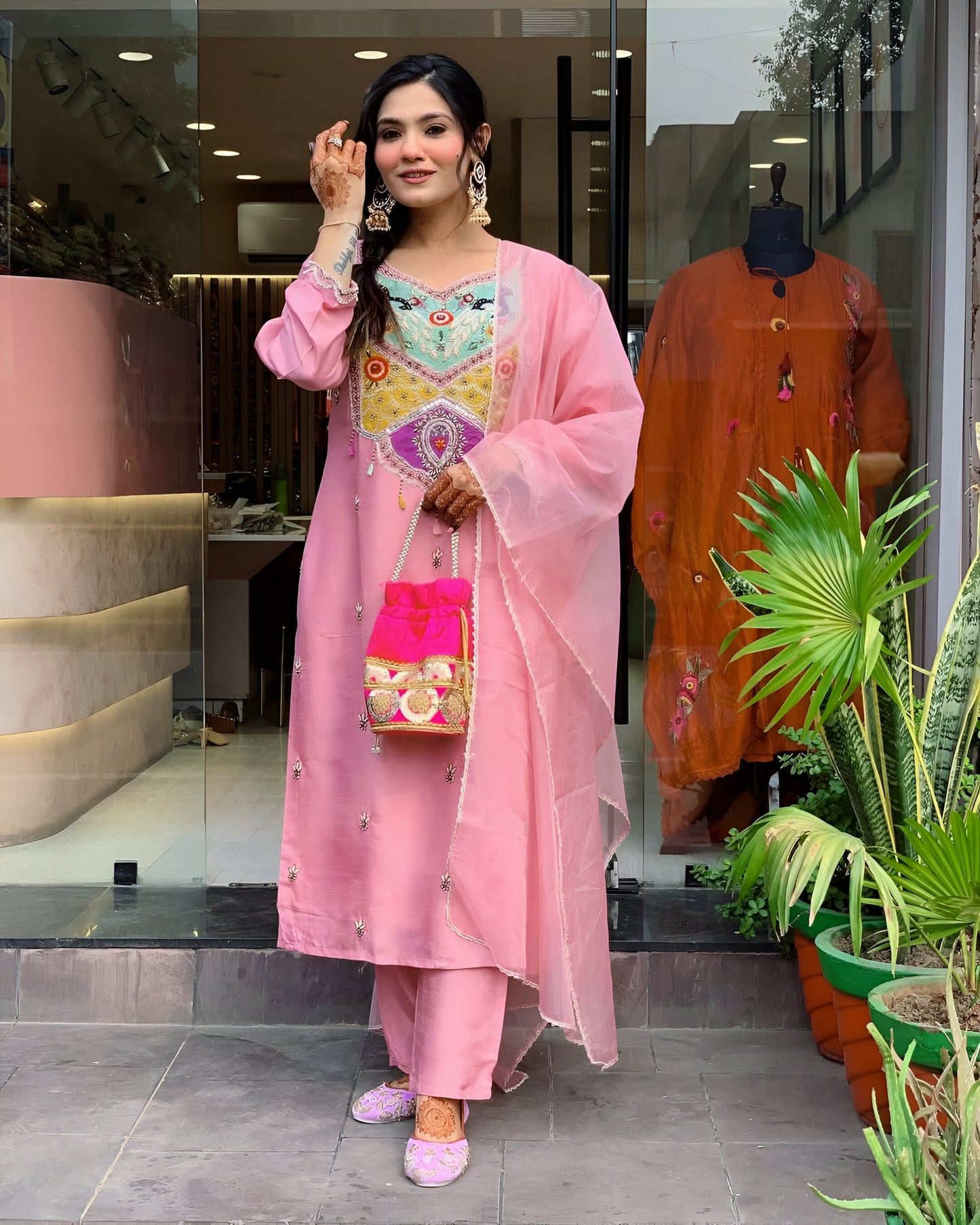 Premium Chanderi Embroidered Kurta Set with Dupatta (BWCHACH02)