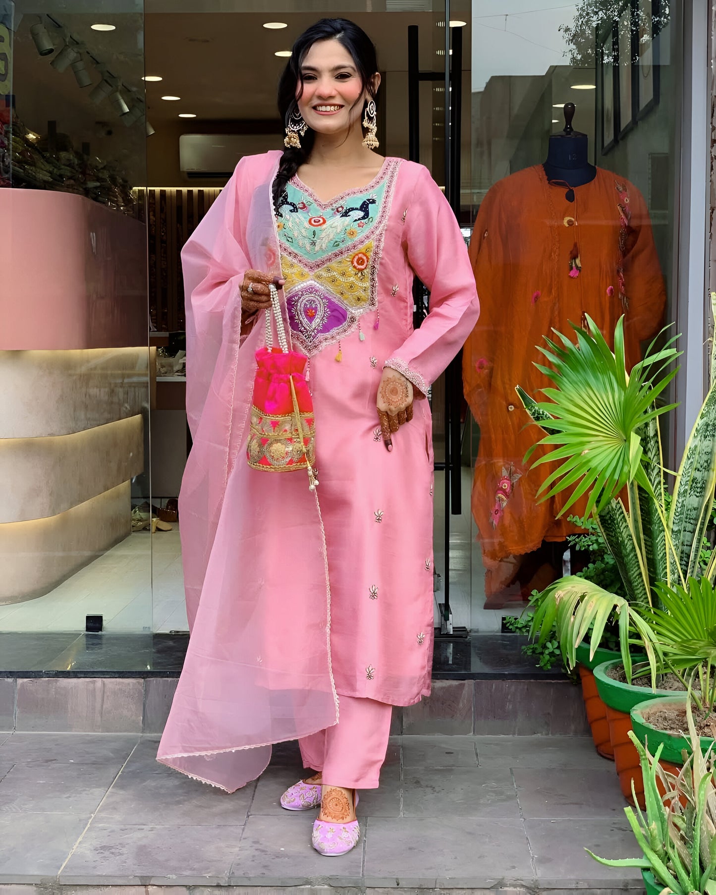 Premium Chanderi Embroidered Kurta Set with Dupatta (BWCHACH02)