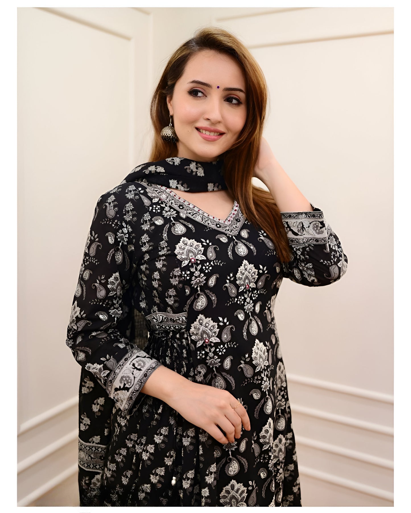 Beautiful Embroidered Kurta Set with Afgani Pants & Dupatta (BWKS21)