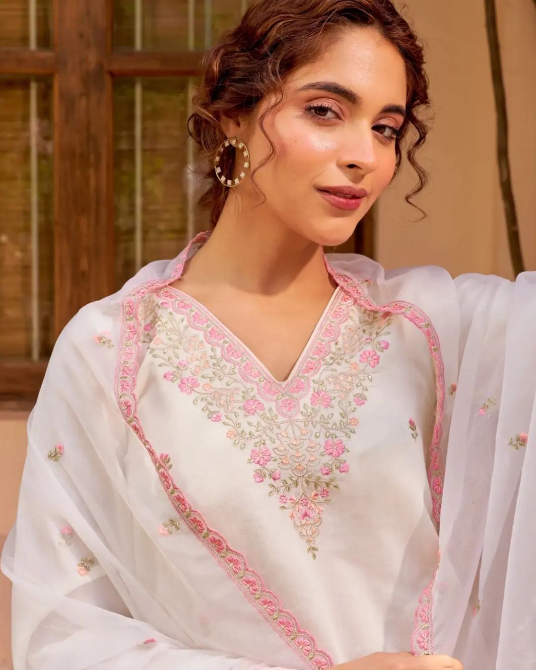 Premium Hand-Embroidered Chanderi Sharara Suit with Sequin Lace Dupatta (BWCHACH11)