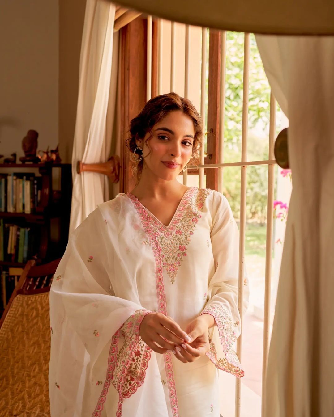 Premium Hand-Embroidered Chanderi Sharara Suit with Sequin Lace Dupatta (BWCHACH11)
