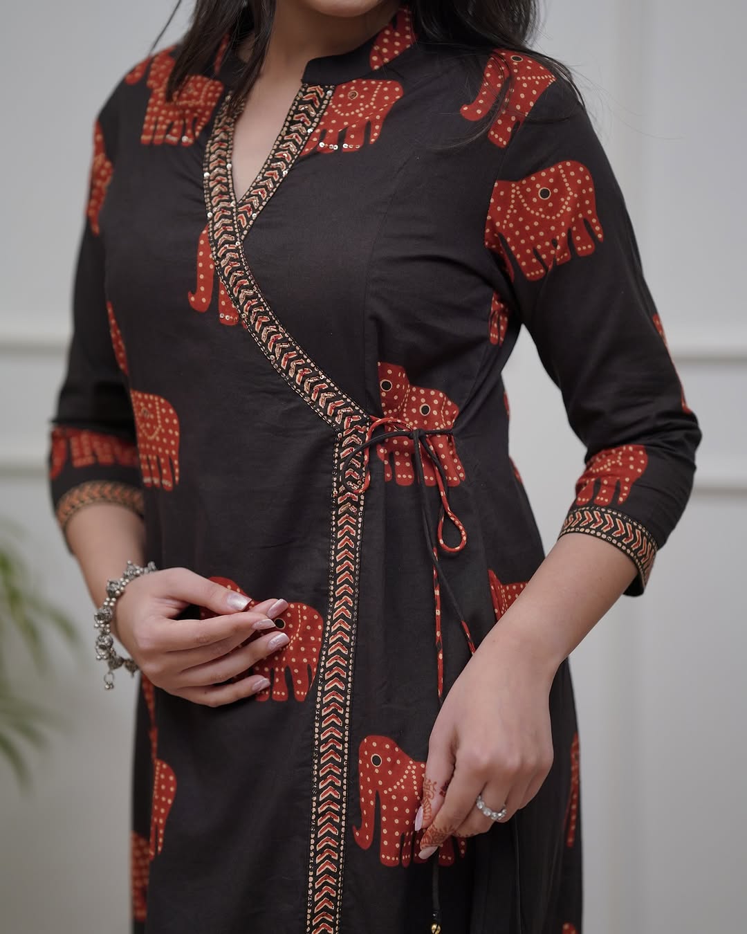 Premium Cotton Suit with Cotton Dupatta – Elegant Elephant Print & Sequin Neckline Work (BWMU79)