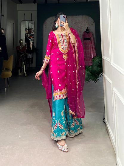 Royal Vibes, Desi Elegance: Moonga Silk Collection with Sequins & Embroidery (BWNA03)