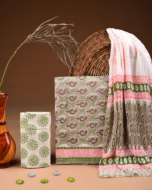 Summer-Perfect Cotton Suit with Breezy Chiffon Dupatta (BWCH04)