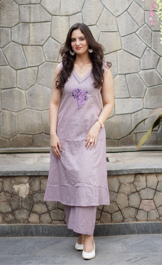 Dazzling Cotton Stitched Co-Ord Set with Beautiful Embroidery (BWCS07)