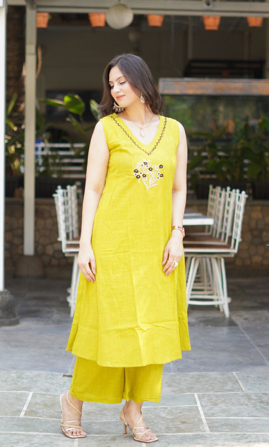 Dazzling Cotton Stitched Co-Ord Set with Beautiful Embroidery (BWCS08)