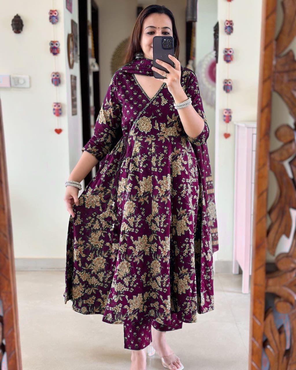 Elegant Cotton Anarkali Set with Cotton Dupatta (BWMU06)