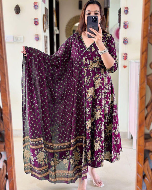 Elegant Cotton Anarkali Set with Cotton Dupatta (BWMU06)