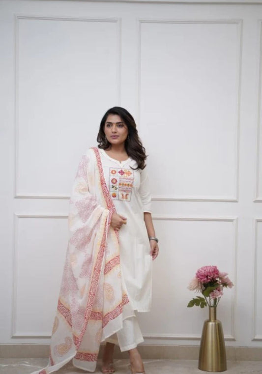 Chic Handcrafted Kurta Pant Set with Dupatta (BWDW06)