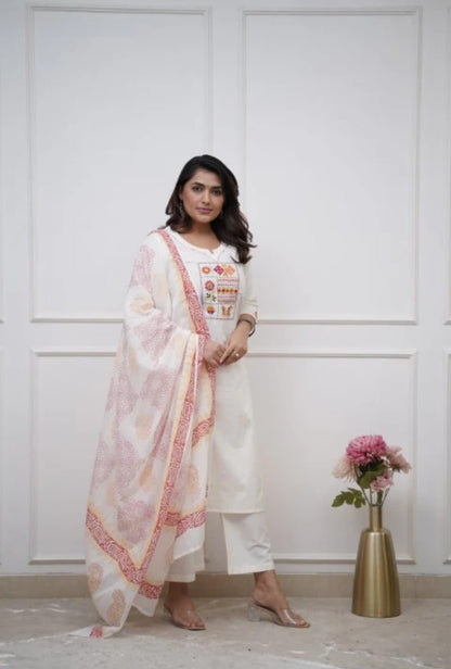 Chic Handcrafted Kurta Pant Set with Dupatta (BWDW06)