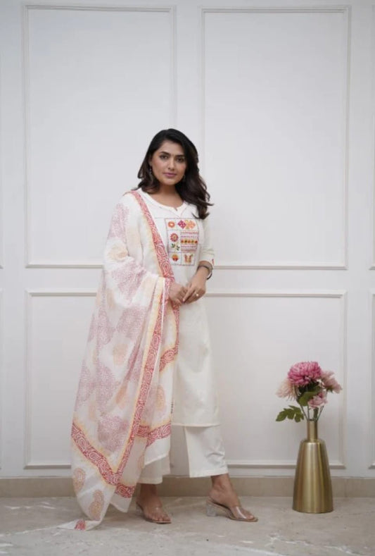 Chic Handcrafted Kurta Pant Set with Dupatta (BWDW06)