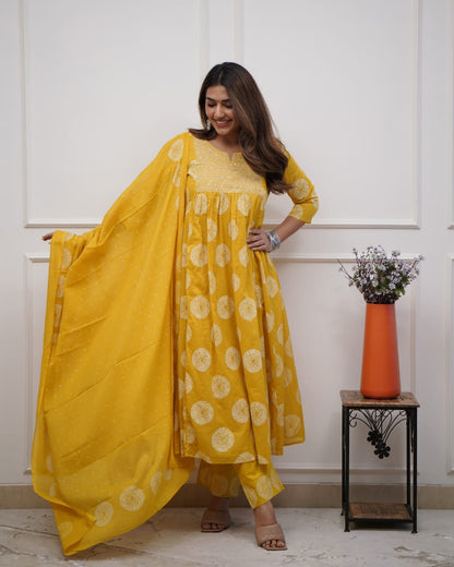Exclusive Stitched Cotton Anarkali Suit Set with Matching Cotton Dupatta (BWMU29)