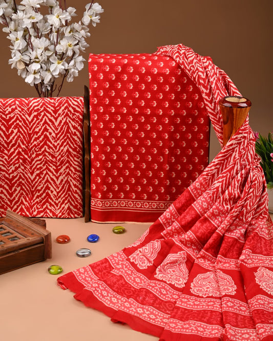 Handpicked Cotton Suit with Cotton Dupatta for Women (BWUMU09)