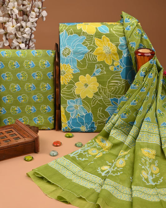 Premium Unstitched Cotton Suit with Elegant Cotton Dupatta (BWUMU38)