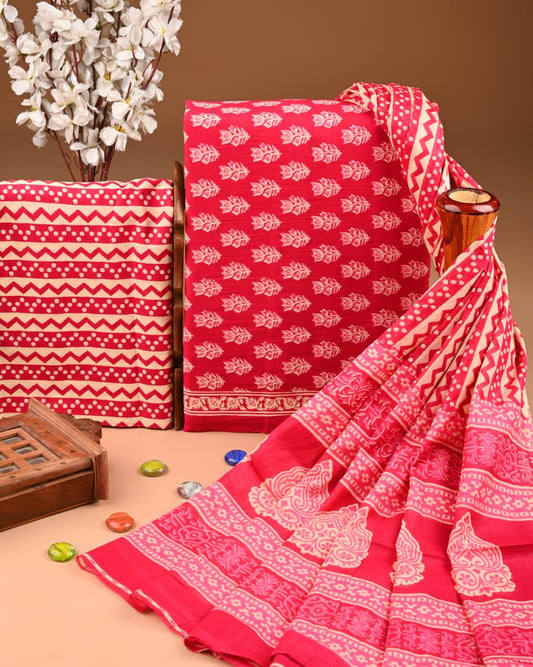 Elegant Unstitched Cotton Suit with Coordinated Cotton Dupatta (BWUMU40)