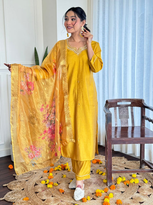Roman Silk Wedding Set with Chanderi Dupatta (BWCHACH06)