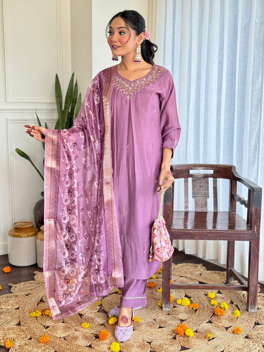 Elegant Roman Silk Kurta Set with Jacquard Dupatta (BWCHACH08)
