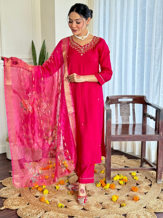 Wedding Special Roman Silk Suit with Heavy Dupatta (BWCHACH09)